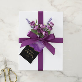 Purple Gold Glitter Abstract Watercolor Marble ギフトタグ