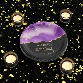 Purple Gold Glitter Abstract Watercolor Marble ペーパープレート