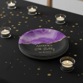 Purple Gold Glitter Abstract Watercolor Marble  ペーパープレート