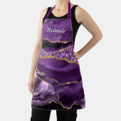 Purple Gold Glitter Apron Personalized Your Name エプロン (インサイチュ)