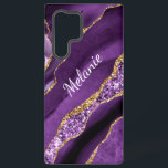 Purple Gold Glitter Marble Custom Your Name Samsung Galaxy S22 Ultraケース<br><div class="desc">Samsung Galaxy Case or iPhone Case with Agate Purple Violet Gold Glitter Geode Custom Name Sparkle Marble Personalized Birthday - Anniversary or Wedding Gift / Suppliest - Add Your Name - Text or Remove - Make Your Special Gift - Resize and move or remove and add text / elements with...</div>