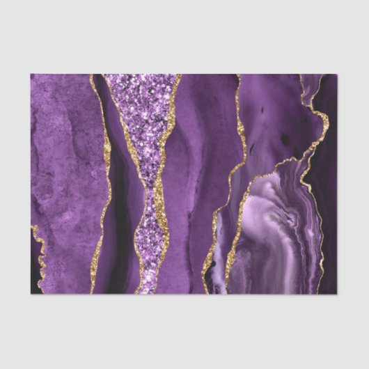 Purple Gold Glitter Marble Tissue Paper 薄葉紙 (正面)