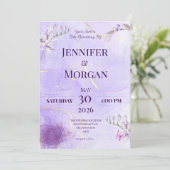 Purple Gold Gothic Floral Wedding Invitation 招待状 (スタンド正面)