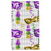 PURPLE GOLD GREEN MARDI GRAS MASKS スモールペーパーバッグ (裏面)