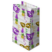 PURPLE GOLD GREEN MARDI GRAS MASKS スモールペーパーバッグ (裏面アングル)