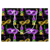 PURPLE GOLD GREEN MARDI GRAS MASKS ラージペーパーバッグ (正面)