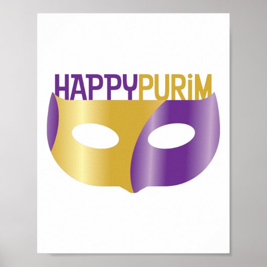 Purple Gold Happy Purim and mask ポスター (正面)