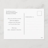 Purple Gold Holly Christmas Presents シーズンポストカード (裏面)