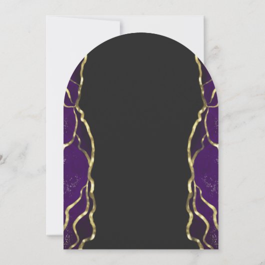 Purple Gold Ink Dark Arch Wedding Invitation 招待状 (裏面)