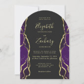 Purple Gold Ink Dark Arch Wedding Invitation 招待状 (正面)