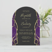 Purple Gold Ink Dark Arch Wedding Invitation 招待状 (スタンド正面)