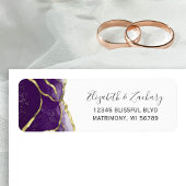 Purple Gold Ink Wedding Return Address ラベル