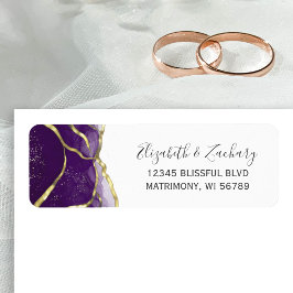 Purple Gold Ink Wedding Return Address ラベル
