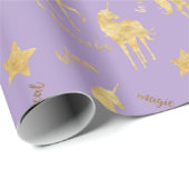 Purple Gold Magical Unicorn Birthday ラッピングペーパー (ロールコーナー)
