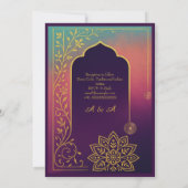 Purple & gold mandala hindu Oriental Frame wedding 招待状 (裏面)