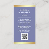 Purple Gold Model Actress QR Code 2 Photo Collage 名刺 (裏面)
