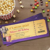 Purple Gold Movie Night Ticket Birthday Party  