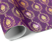Purple & Gold Ornamental Sparkle Pattern ラッピングペーパー (ロールコーナー)