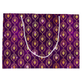 Purple & Gold Ornamental Sparkle Pattern ラージペーパーバッグ (裏面)