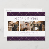 Purple Gold Photo Newlywed シーズンポストカード (正面/裏面)