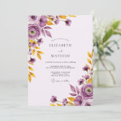 Purple Gold Picturesque Botanical Wedding 招待状 (スタンド正面)