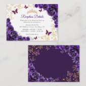 Purple Gold Quinceanera Reception Details エンクロージャーカード (正面/裏面)