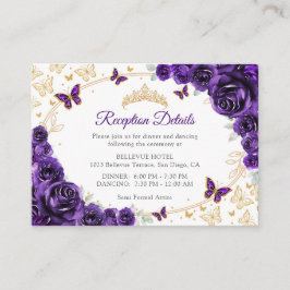 Purple Gold Quinceanera Reception Details エンクロージャーカード