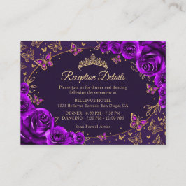 Purple Gold Quinceanera Reception Details エンクロージャーカード