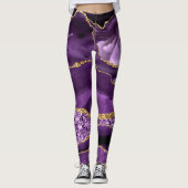 Purple Gold Sparkly Leggings Custom Name Text レギンス (正面)