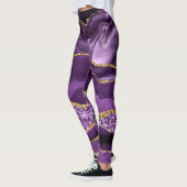 Purple Gold Sparkly Leggings Custom Name Text レギンス (左)