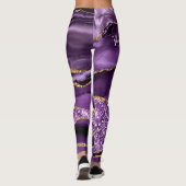 Purple Gold Sparkly Leggings Custom Name Text レギンス (裏面)