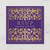 Purple Gold Sword Royal Wedding RSVP QR Code  エンクロージャーカード (正面)