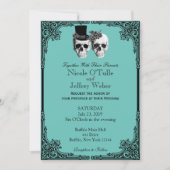 Purple Goth Sugar Skull Wedding Invitation 招待状 (正面)