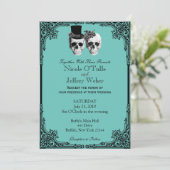 Purple Goth Sugar Skull Wedding Invitation 招待状 (スタンド正面)