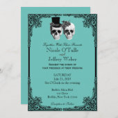 Purple Goth Sugar Skull Wedding Invitation 招待状 (正面/裏面)