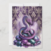 Purple Gothic Dragon Birthday Party Bash 招待状 (正面)