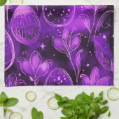 Purple Gothic Easter Pattern キッチンタオル (折り畳み)