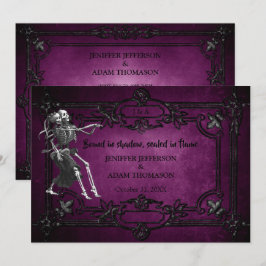 Purple Gothic Halloween wedding invitation 招待状
