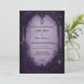 Purple Gothic Halloween Wedding Invitation 招待状 (スタンド正面)