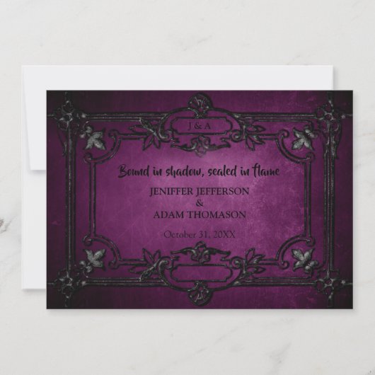 Purple Gothic Halloween wedding invitation 招待状 (正面)