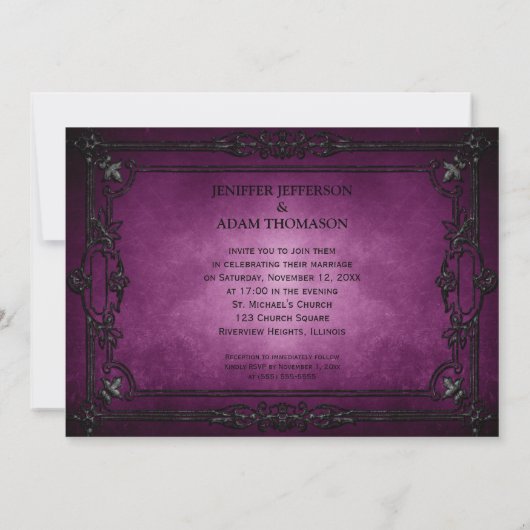 Purple Gothic Halloween wedding invitation 招待状 (裏面)