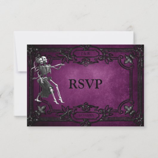 Purple Gothic Halloween Wedding RSVP Card (裏面)