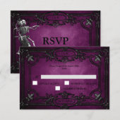 Purple Gothic Halloween Wedding RSVP Card (正面/裏面)