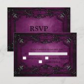 Purple Gothic Halloween Wedding RSVP Card (正面/裏面)
