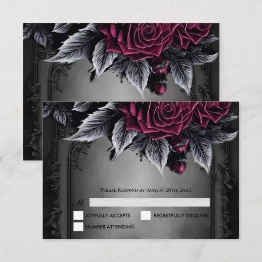 Purple Gothic Halloween Wedding RSVP Card (正面/裏面)