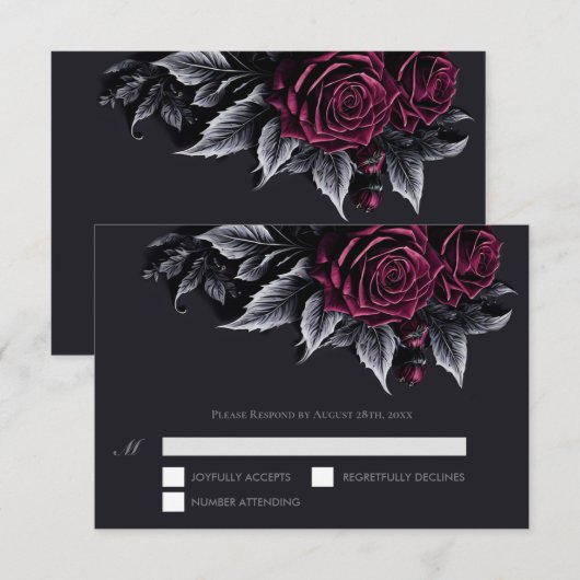 Purple Gothic Halloween Wedding RSVP Card (正面/裏面)