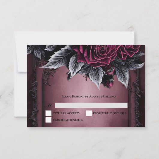 Purple Gothic Halloween Wedding RSVP Card (正面)