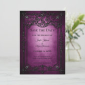Purple Gothic Halloween wedding save the date 案内状 (スタンド正面)