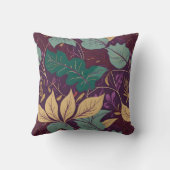 Purple Graceful Modern Leaf Print クッション (裏面)