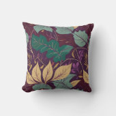Purple Graceful Modern Leaf Print クッション (正面)